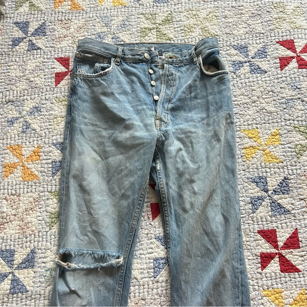 Stylish Light Blue Distressed Jeans
